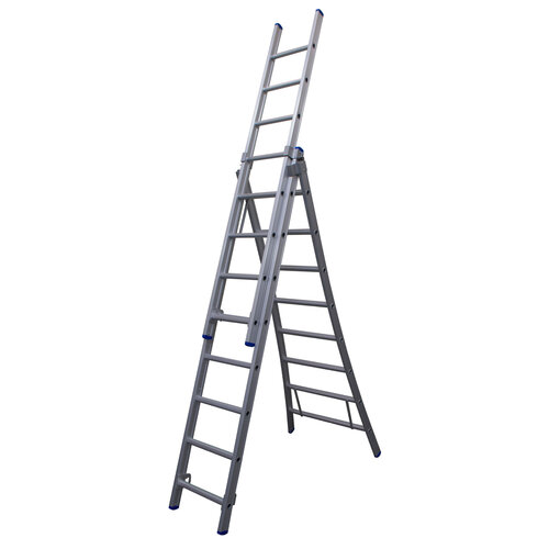 Solide 3 x 8 sp. Industrieladder 3-delig uitgebogen voet dubbelzetbaar Type D gecoat