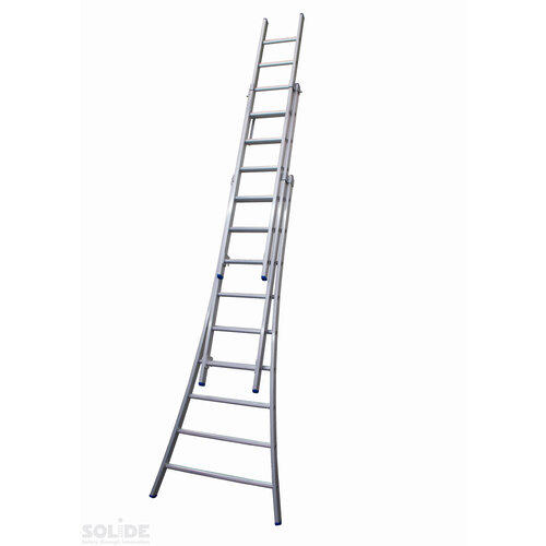 Solide 3 x 9 sp. Industrieladder 3-delig uitgebogen voet dubbelzetbaar Type D gecoat