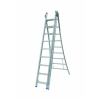 Solide 3 x 9 sp. Industrieladder 3-delig uitgebogen voet dubbelzetbaar Type D gecoat