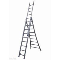 Solide 3 x 9 sp. Industrieladder 3-delig uitgebogen voet dubbelzetbaar Type D gecoat
