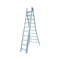 Solide 3 x 10 sp. Industrieladder 3-delig uitgebogen voet dubbelzetbaar Type D gecoat D10