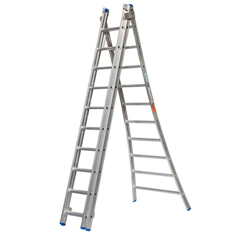 Solide 3 x 10 sp. Bouwladder 3-delig open voet dubbelzetbaar Type DB