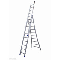Solide 3 x 10 sp. Bouwladder 3-delig open voet dubbelzetbaar Type DB
