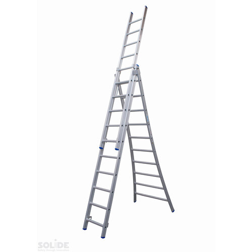 Solide 3 x 10 sp. Bouwladder 3-delig open voet dubbelzetbaar Type DB