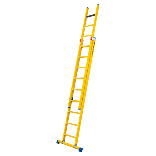 Staltor 2 x 9 sp. Prof. 2-Delige Opsteekladder glasvezelversterkt + stabiliteitsbalk GVK