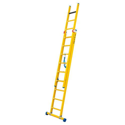 Staltor 2 x 9 sp. Prof. 2-Delige Reformladder glasvezelversterkt + stabiliteitsbalk GVK