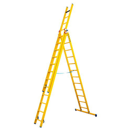 Staltor 3 x 10 sp. Prof. 3-Delige Reformladder glasvezelversterkt + stabiliteitsbalk GVK