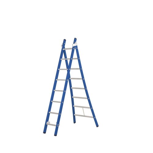 DAS products 2 x 8 sp. Industrieladder 2-delig uitgebogen voet blauw Type Atlas