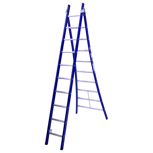 DAS products 2 x 10 sp. Industrieladder 2-delig uitgebogen voet blauw Type Atlas