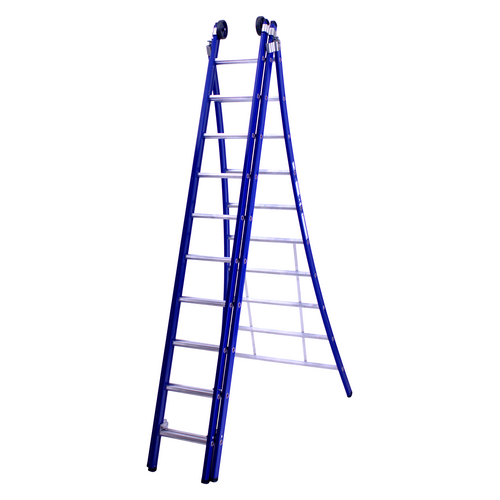 DAS products 3 x 10 sp. Industrieladder 3-delig uitgebogen voet blauw Type Atlas