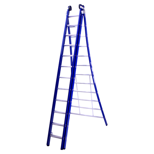 DAS products 3 x 12 sp. Industrieladder 3-delig uitgebogen voet blauw Type Atlas