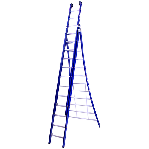 DAS products 3 x 12 sp. Industrieladder 3-delig uitgebogen voet blauw Type Atlas
