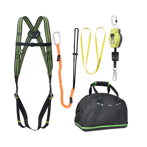 Kratos Complete set valbeveiliging Basic Allround Valstopblok 6m Ankerstrop Uitrekb. Gereedschapslijn