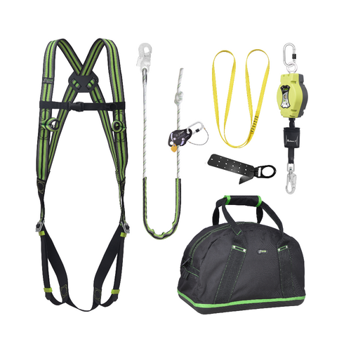 Kratos Complete set valbeveiliging Basic Daken Valstopblok 6m Werkpositielijn +klem 5m Ankerstrop Ankerpunt voor op hout