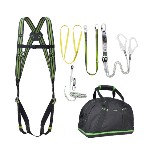 Kratos Complete set valbeveiliging Basic Y-leeflijn 1.5m met veiligheidslijn 10m en werkpositielijn 2m