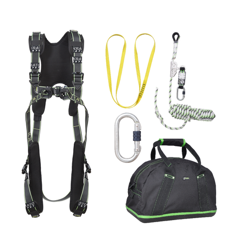 Kratos Complete set valbeveiliging Comfort Daken Veiligheidslijn lijnklem 10 Ankerstrop Stalen karabijnhaak