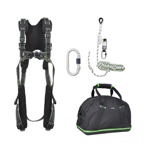 Kratos Complete set valbeveiliging Comfort Daken Veiligheidslijn lijnklem 10 Stalen karabijnhaak