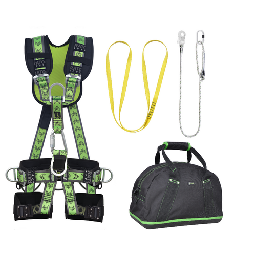 Kratos Complete set valbeveiliging Daken Comfortabel Harnas Werkpositielijn 2m Ankerstrop
