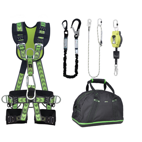 Kratos Complete set valbeveiliging Comfort-Plus Allround Valstopblok 6m Werkpositielijn 2m Leeflijn in elastische band