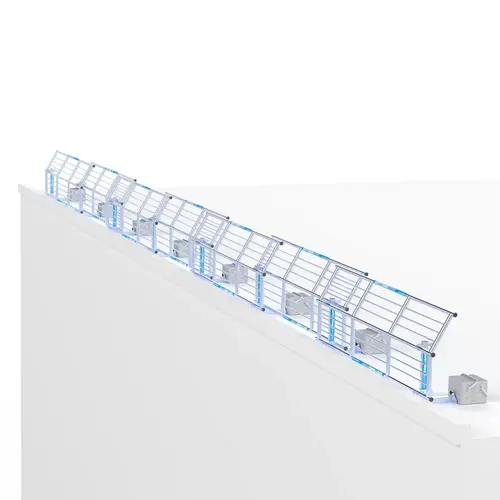 Euroscaffold SGS Slim Plus dakrandbeveiliging 21 mtr complete set plat dak