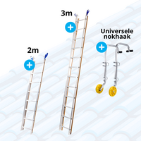 Solide Solide Dakladder set 5 m (inclusief universele nokhaak) Solide Solide Dakladder set 5 m (inclusief universele nokhaak)