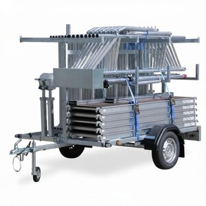 Panthera Steigeraanhanger + PRO Rolsteiger 135 x 190 x 14,2m werkhoogte, met enkele voorloopleuning