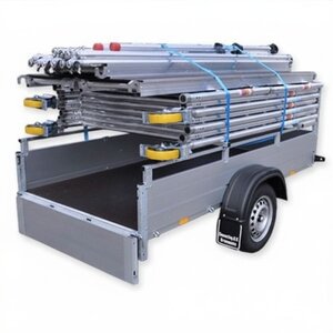 Panthera Steigeraanhanger + PRO Rolsteiger 135 x 250 x 5,2m werkhoogte, met dubbele voorloopleuning