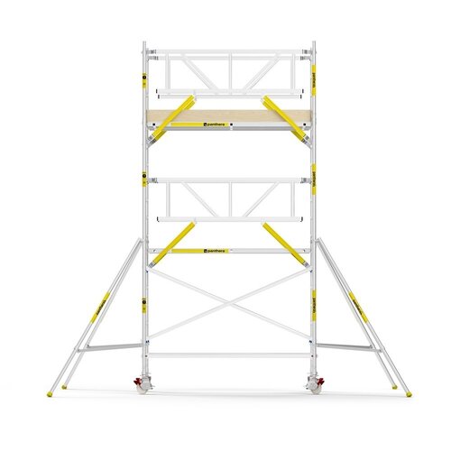 Panthera Steigeraanhanger + PRO Rolsteiger 135 x 250 x 6,2m werkhoogte, met dubbele voorloopleuning