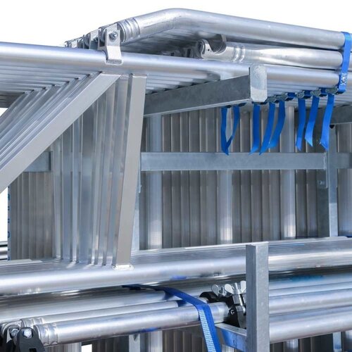 Panthera Steigeraanhanger + PRO Rolsteiger 135 x 250 x 6,2m werkhoogte, met enkele voorloopleuning