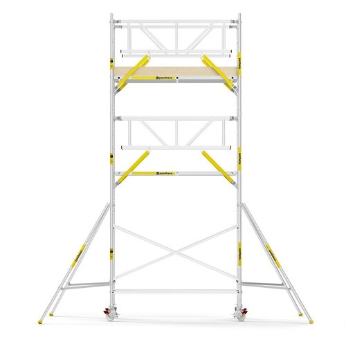 Panthera Steigeraanhanger + PRO Rolsteiger 135 x 250 x 7,2m werkhoogte, met dubbele voorloopleuning