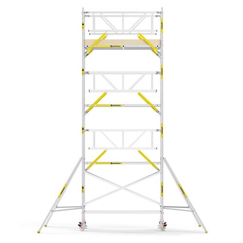 Panthera Steigeraanhanger + PRO Rolsteiger 135 x 250 x 8,2m werkhoogte, met dubbele voorloopleuning