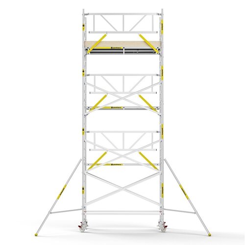 Panthera Steigeraanhanger + PRO Rolsteiger 135 x 250 x 8,2m werkhoogte, met enkele voorloopleuning