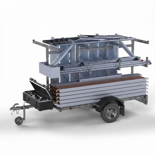 Panthera Steigeraanhanger + PRO Rolsteiger 135 x 305 x 10,2m werkhoogte, met enkele voorloopleuning