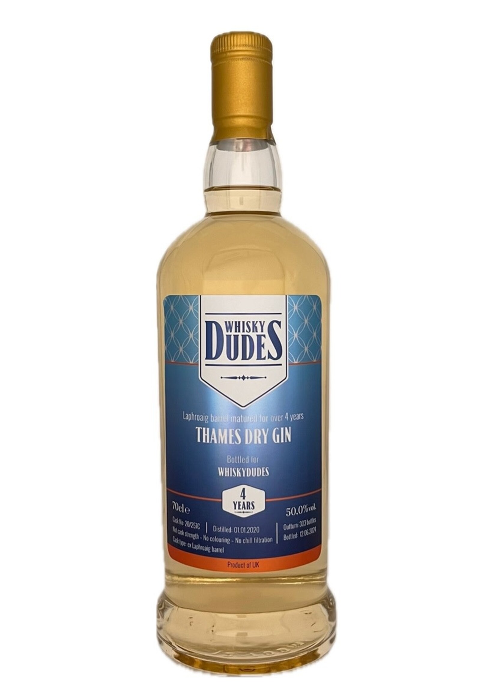 Whisky Dudes Whisky Dudes Thames Dry Gin 4 yo 2020 Laphroaig Barrel Aged 70 cl