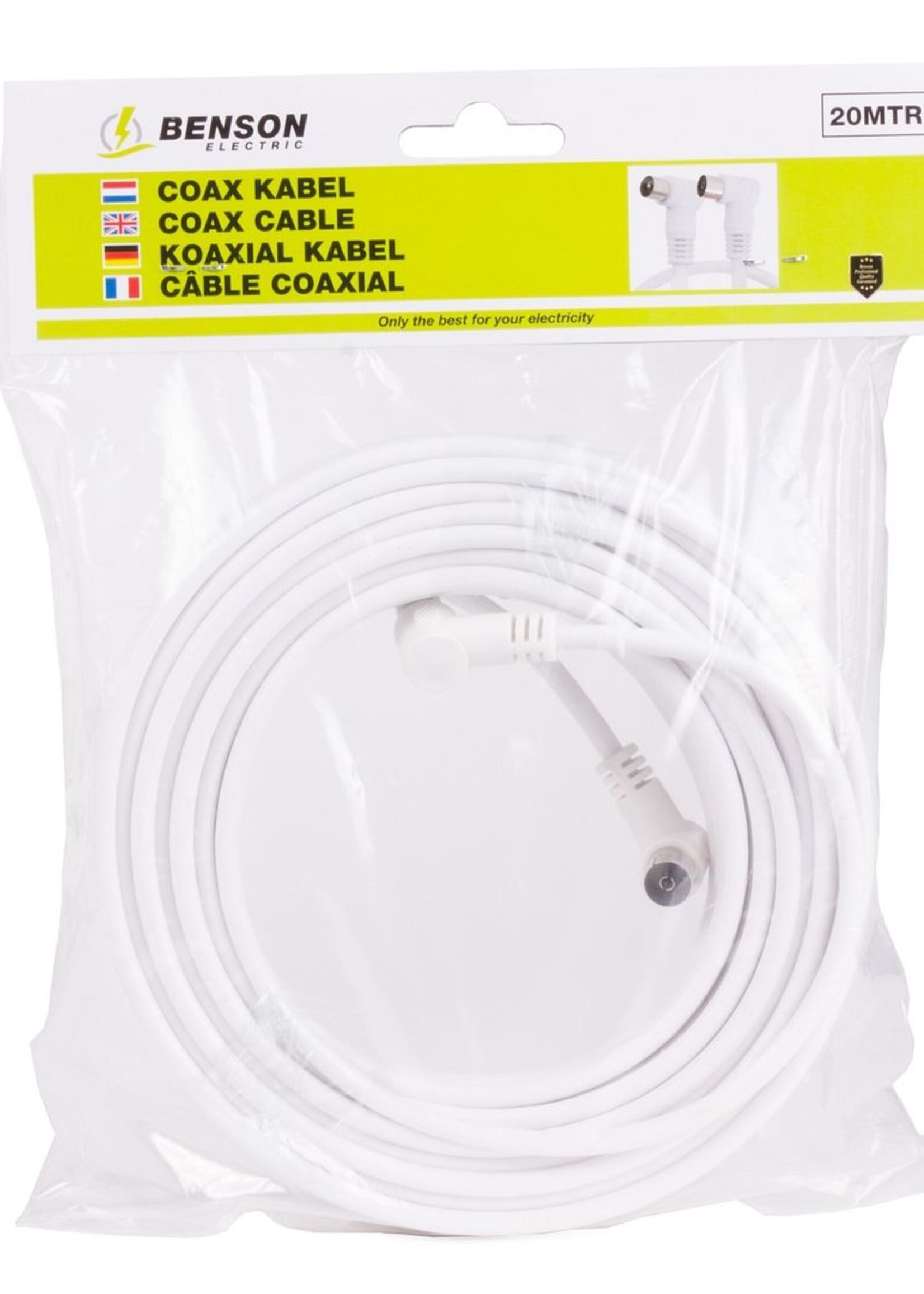 Benson Electric Coax Kabel 20 Mtr - Coax Aansluitkabel Televisie