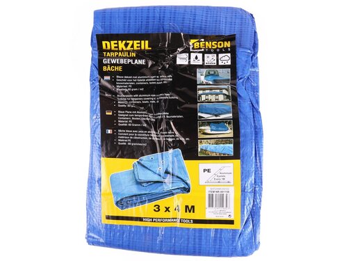 Benson Tools Dekzeil 3x4 Mtr - Dekkleed Afdekzeil Blauw Zeildoek