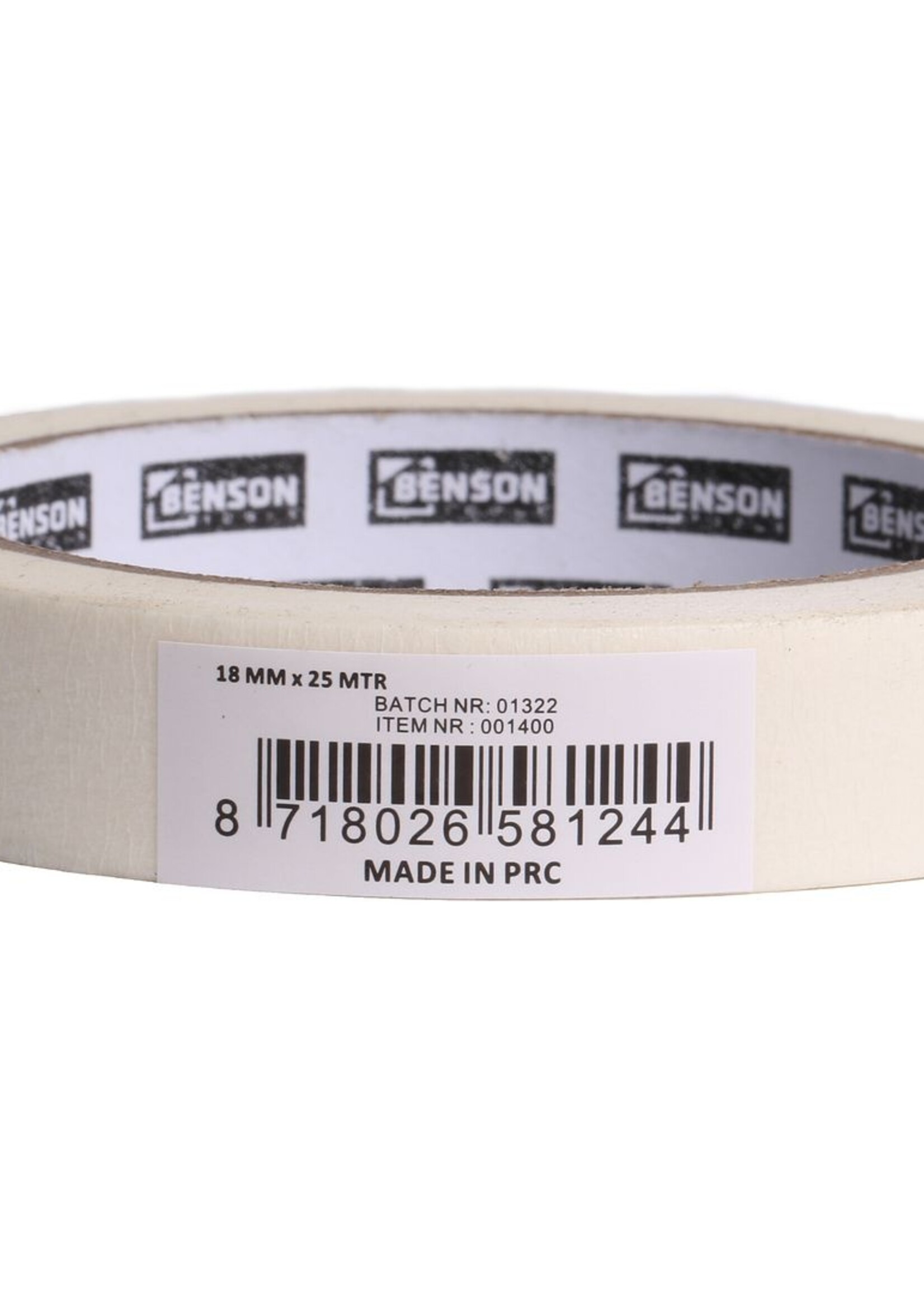 Benson Tools Afplaktape 18 mm x 25 mtr - Schilderstape - Maskeringstape