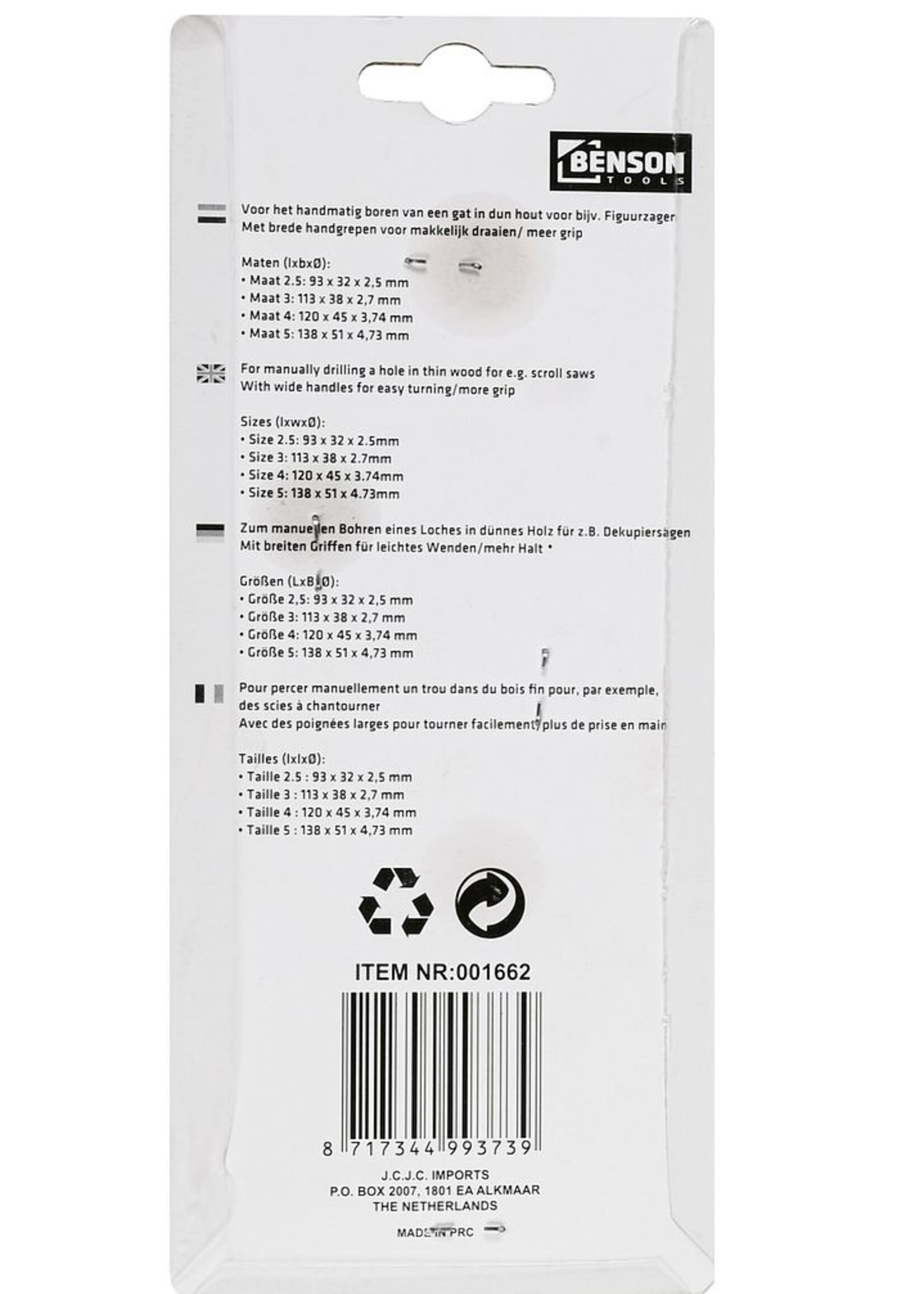 Benson Tools Fretboorset 4-dlg - Gitaarfretboren Fret Installatie Tool
