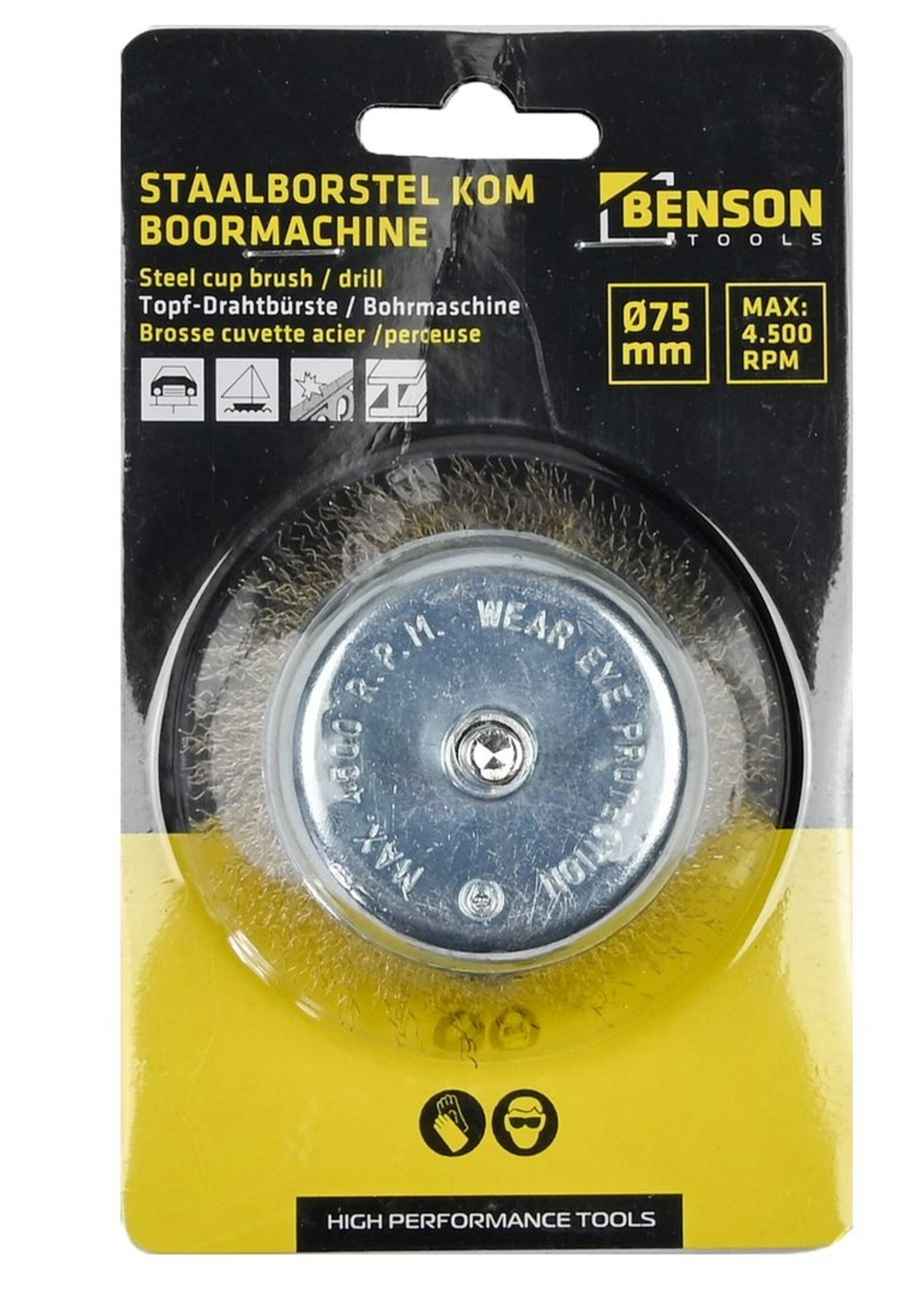 Benson Tools Staalborstel 75mm Kom Boormachine - Boormachine Borstel