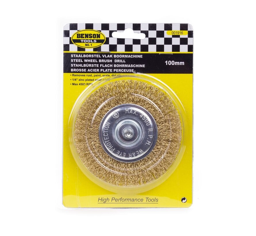 Staalborstel 100mm Vlak Boormachine - Staalborstel - 100mm - Vlak