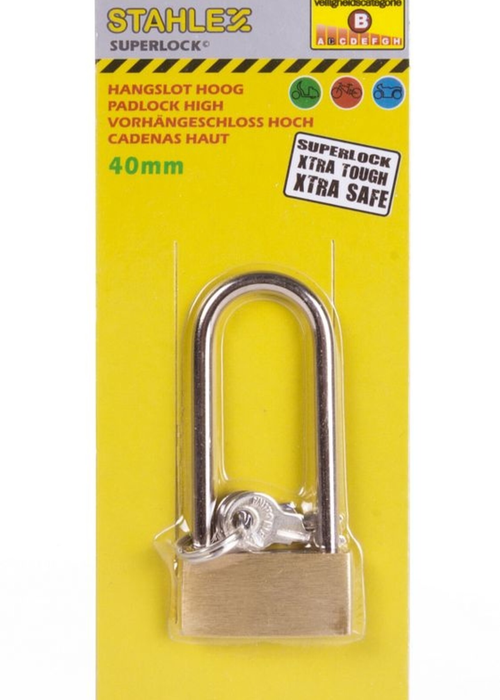 Stahlex Hangslot Hoog 40 mm - Sterk Beveiligingsslot - Sleutelslot Lang Formaat