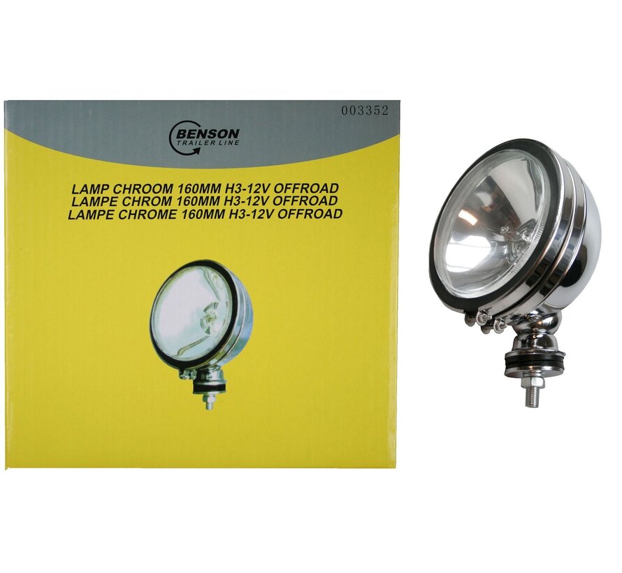 Lamp Chroom 160 Mm H3-12V Offroad - Autoverlichting 160 Milimeter Chroom H3-12V op Offroad Voertuigen.