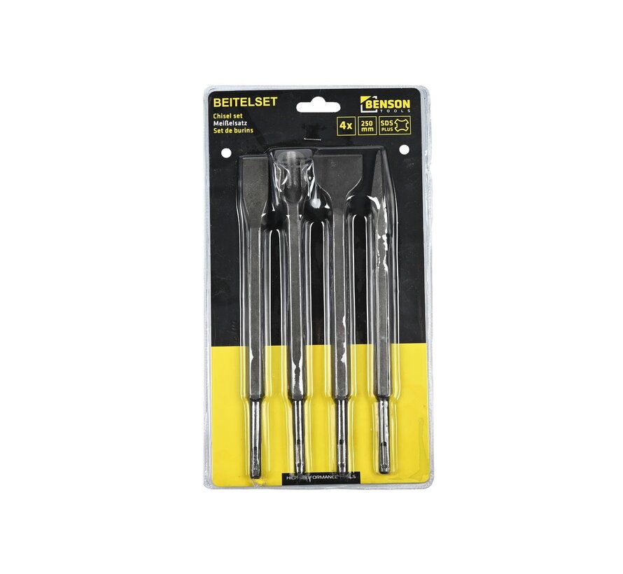 Beitelset Steen 4 dlg SDS+ - Steenbeitels - 4 Delig
