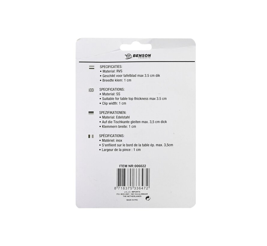 Tafelkleedklem 4 dlg RVS