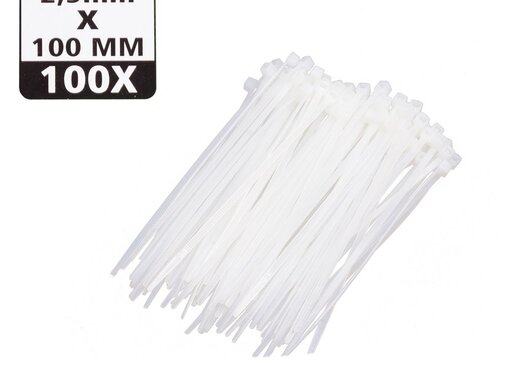 Höfftech Tie Ribs 2.5 x 100 mm - Kabelbinders Wit - 100 Stuks