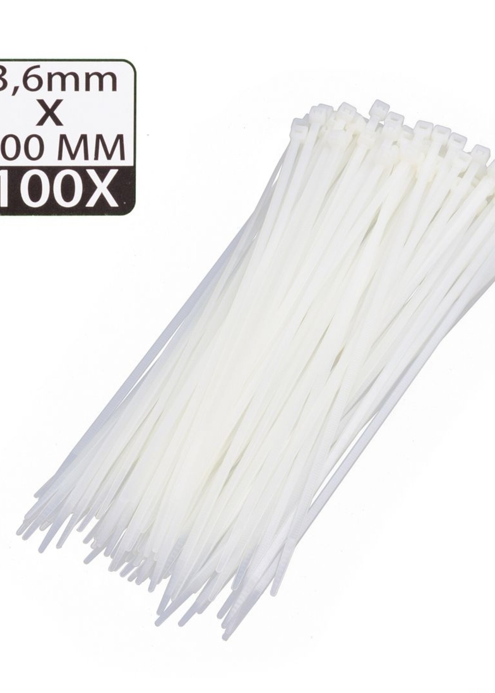 Höfftech Tie Ribs 3.6 x 200 mm - 100 Stuks - Kabelbinders - Wit