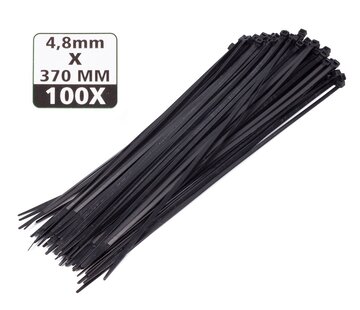 Höfftech Tie Ribs 4.8 x 370 mm - 100 Stuks - Kabelbinders - Zwart