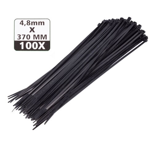 Höfftech Tie Ribs 4.8 x 370 mm - 100 Stuks - Kabelbinders - Zwart