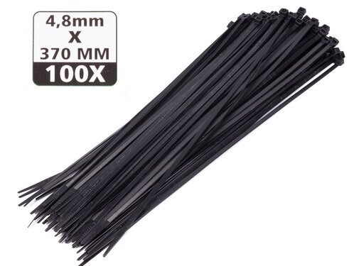 Höfftech Tie Ribs 4.8 x 370 mm - 100 Stuks - Kabelbinders - Zwart