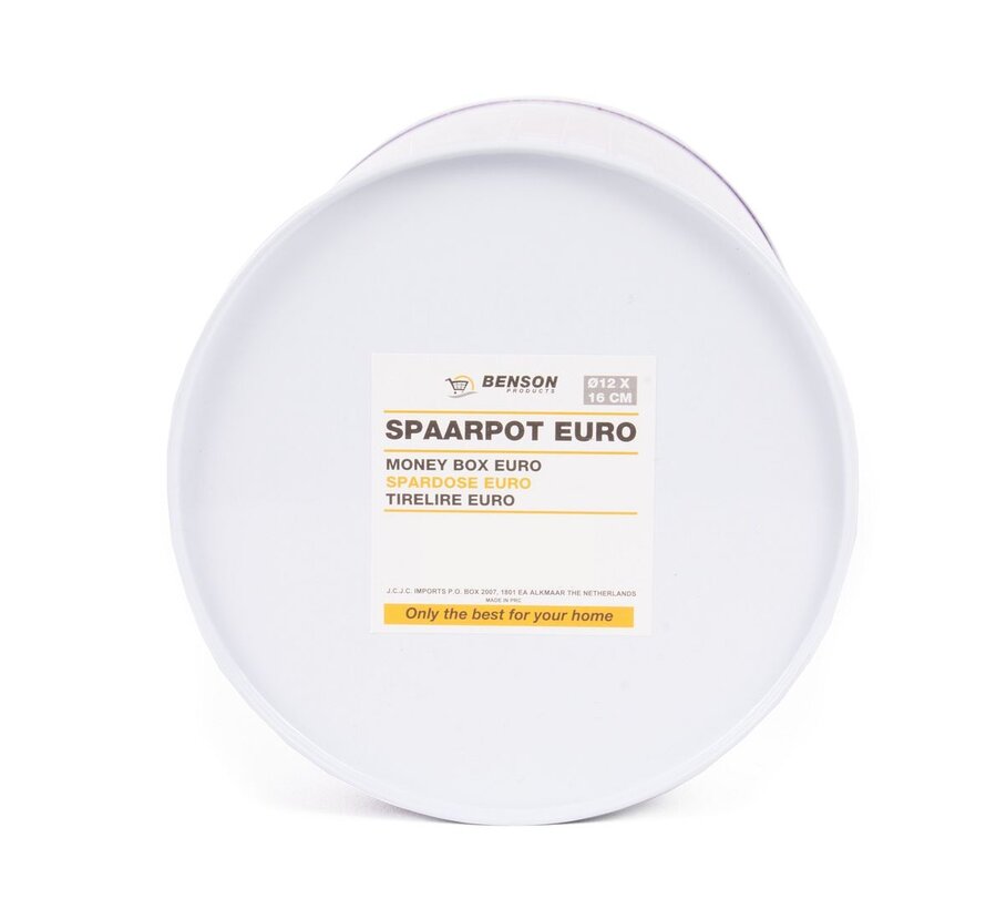 Spaarpot Euro ø8.5 x 12 cm 6ass - Euroblik Spaarpot - Geldopslag Blik